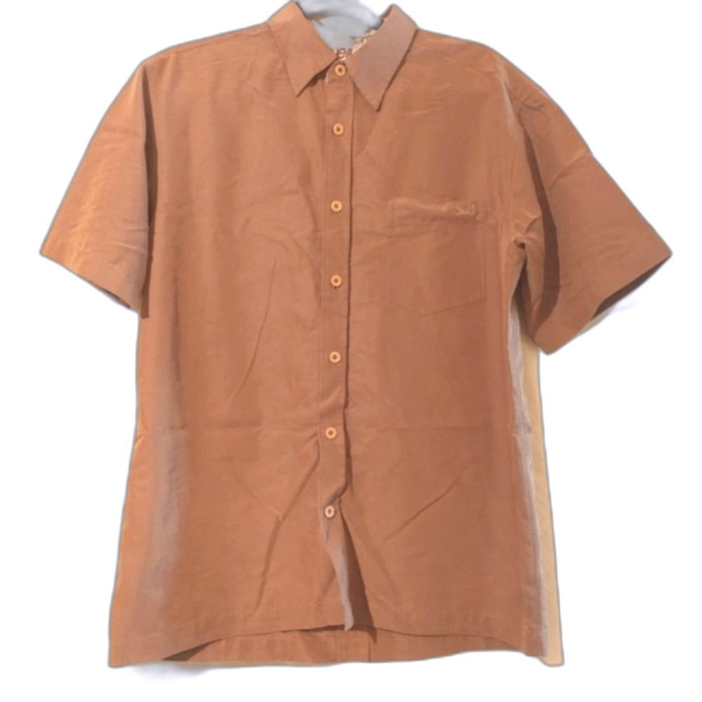 O'Neill Button Up Shirt Mens Medium Brown Short Sleeve Casual Surf Rayon Good